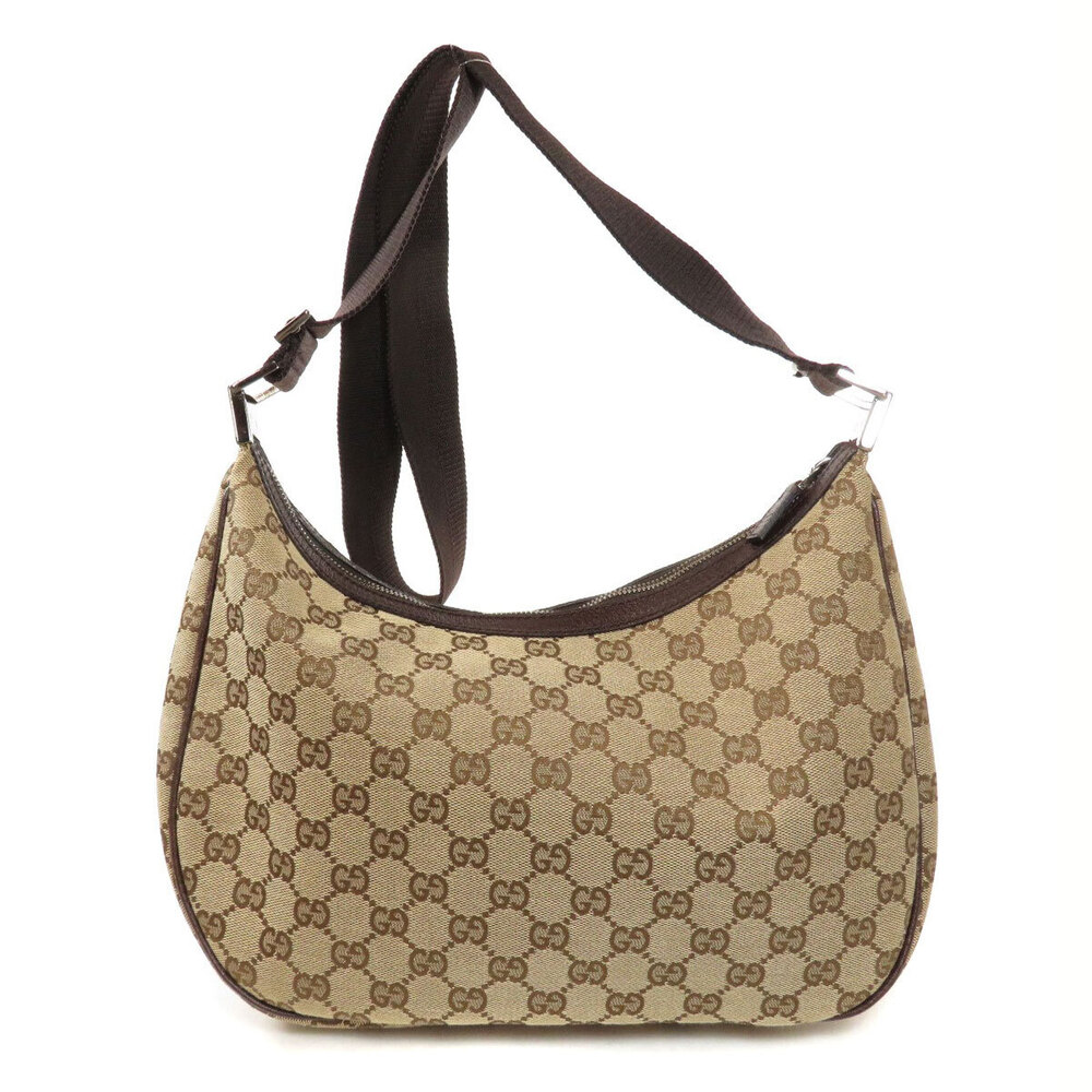 Gucci Brown Hobo Shoulder Bag Canvas GG Beige